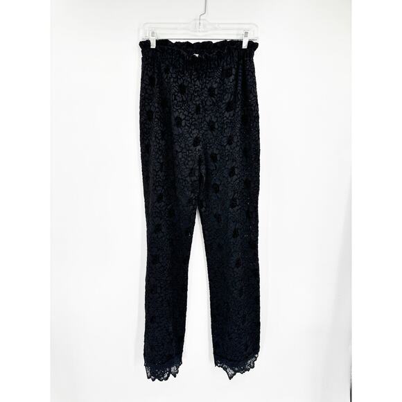 Free People Cloud Ride Black Lace Wide Leg Pull-On Loungewear Pants Size Small - Picture 2 of 4